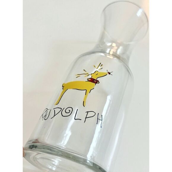 RARE Pottery Barn Reindeer GLASS Carafe RUDOLPH Holiday Christmas Pitcher Water - Picture 4 of 4